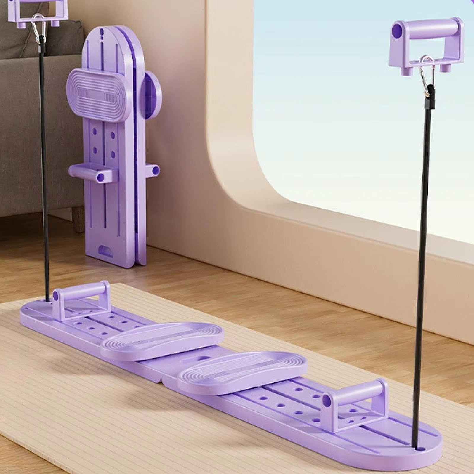 Multipurpose Fitness Board Removable Push up Bar Home Workouts Equipment Folding Pilates Reformer Board Exercise Slide Machine