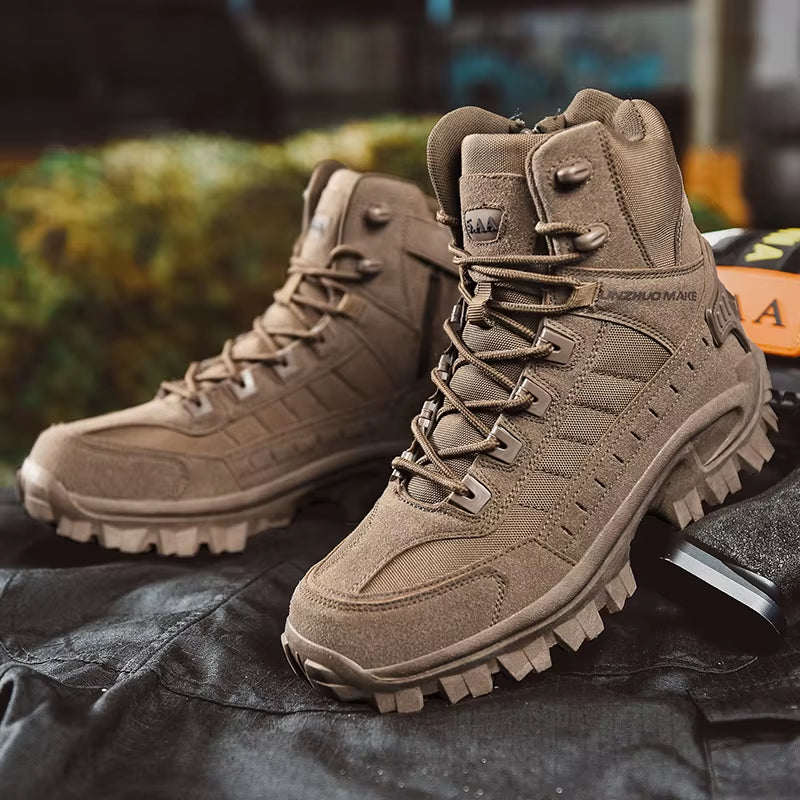 Men High Top Boots Climbing Hiking Shoes Mens Desert Waterproof Work Safety Shoes Ankle Men Outdoor Boots Zapatos Hombre Sneaker