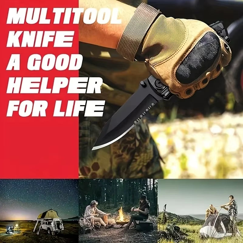 Pocket Emergency Tool Multi-Functional Folding Knife, Birthday Gift for Husband Boyfriend, Cool Outdoor Camping Hiking