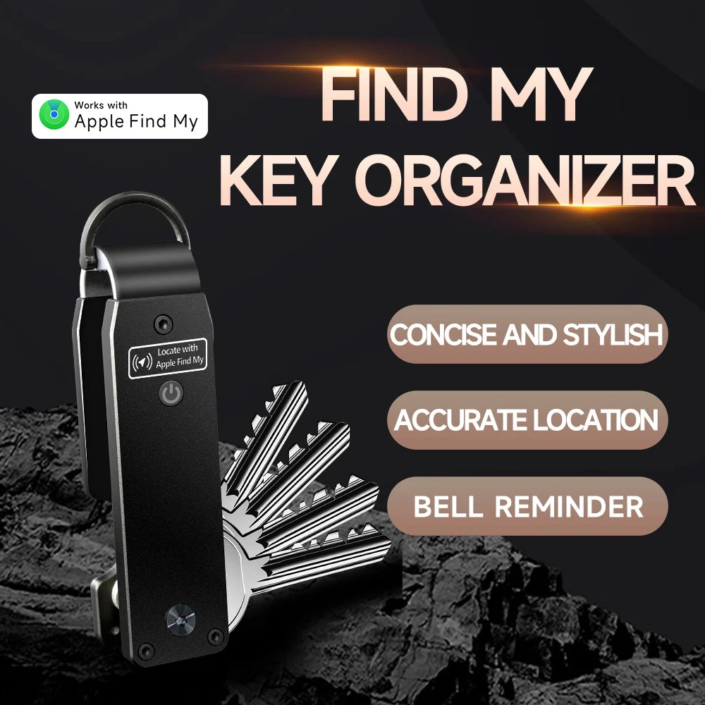 Key Organizer Works with Apple Find My, Built-In Airtag Chips, Holds 2-6 Keys, Car Key Chains with GPS Tracker, (Ios Only)