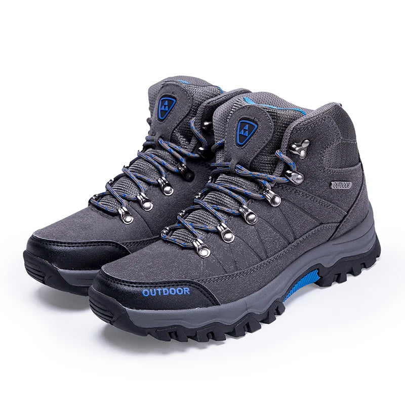 High-Top Men Hiking Boot Winter Outdoor Shoes Lace-Up Non-Slip Outdoor Sports Casual Trekking Boots Man Waterproof Suede 2024