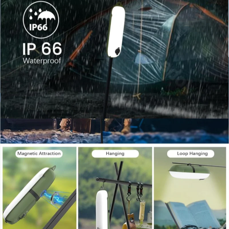 2-In-1 LED Lamp 2000Mah Rechargeable Outdoor Emergency Light IP66 Waterproof Inflatabl Foldable Magnetic Fill Light USB Charging