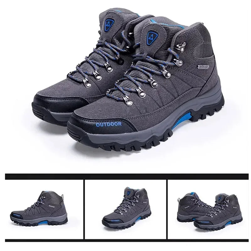 High-Top Men Hiking Boot Winter Outdoor Shoes Lace-Up Non-Slip Outdoor Sports Casual Trekking Boots Man Waterproof Suede 2024