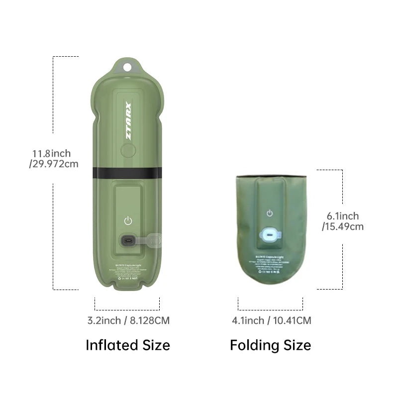 2-In-1 LED Lamp 2000Mah Rechargeable Outdoor Emergency Light IP66 Waterproof Inflatabl Foldable Magnetic Fill Light USB Charging