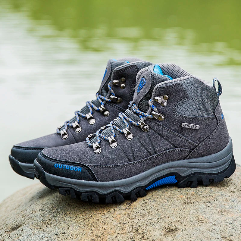 High-Top Men Hiking Boot Winter Outdoor Shoes Lace-Up Non-Slip Outdoor Sports Casual Trekking Boots Man Waterproof Suede 2024
