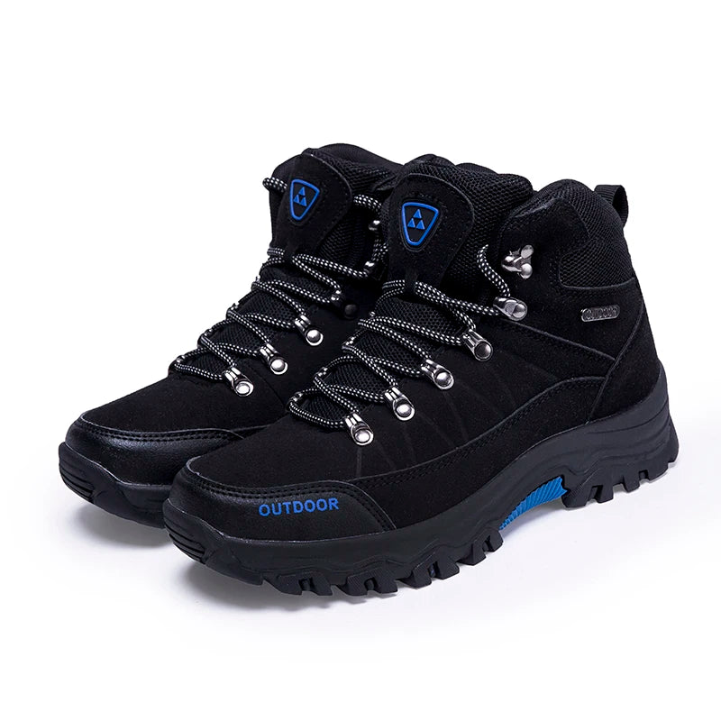 High-Top Men Hiking Boot Winter Outdoor Shoes Lace-Up Non-Slip Outdoor Sports Casual Trekking Boots Man Waterproof Suede 2024