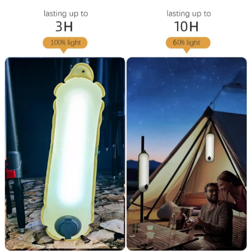 2-In-1 LED Lamp 2000Mah Rechargeable Outdoor Emergency Light IP66 Waterproof Inflatabl Foldable Magnetic Fill Light USB Charging