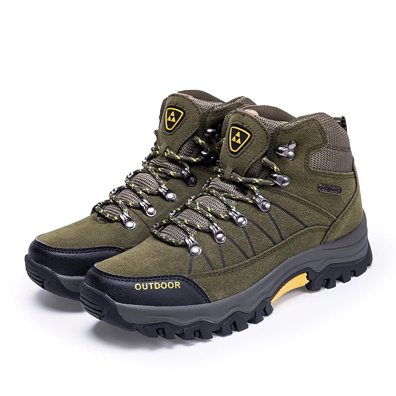 High-Top Men Hiking Boot Winter Outdoor Shoes Lace-Up Non-Slip Outdoor Sports Casual Trekking Boots Man Waterproof Suede 2024
