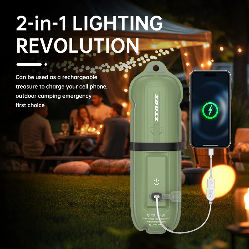 2-In-1 LED Lamp 2000Mah Rechargeable Outdoor Emergency Light IP66 Waterproof Inflatabl Foldable Magnetic Fill Light USB Charging