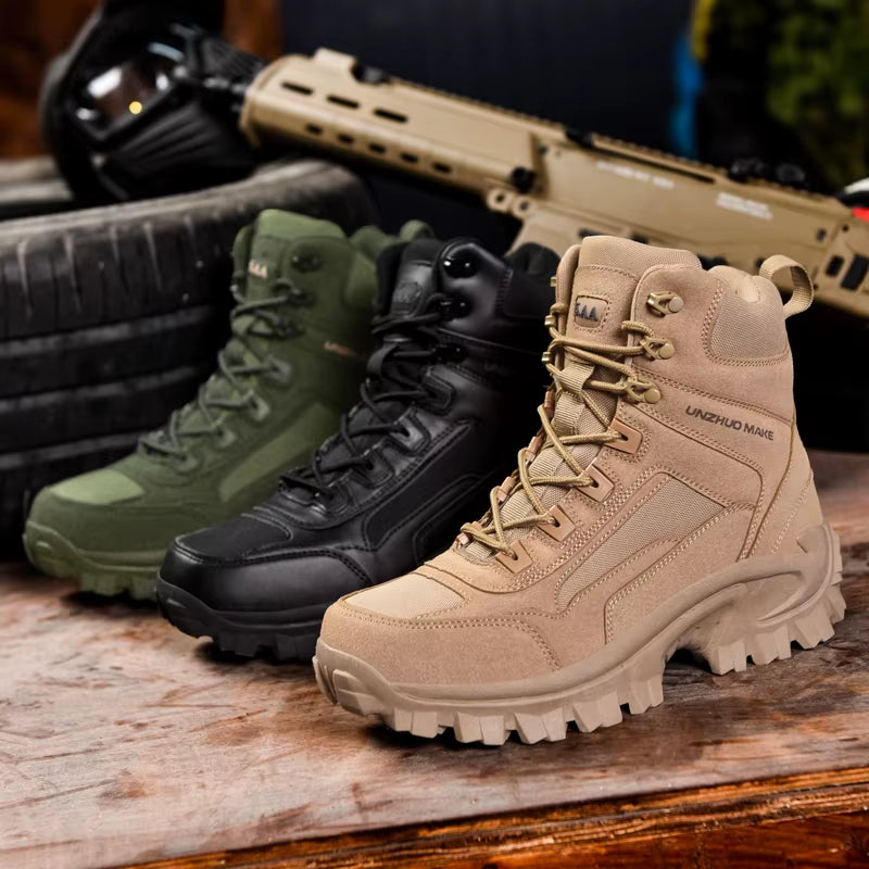 Men High Top Boots Climbing Hiking Shoes Mens Desert Waterproof Work Safety Shoes Ankle Men Outdoor Boots Zapatos Hombre Sneaker